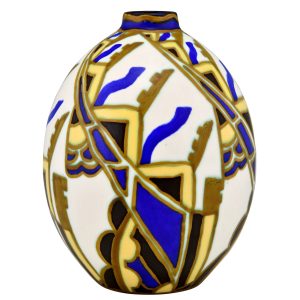 Vase céramique Art Deco motifs stylisées