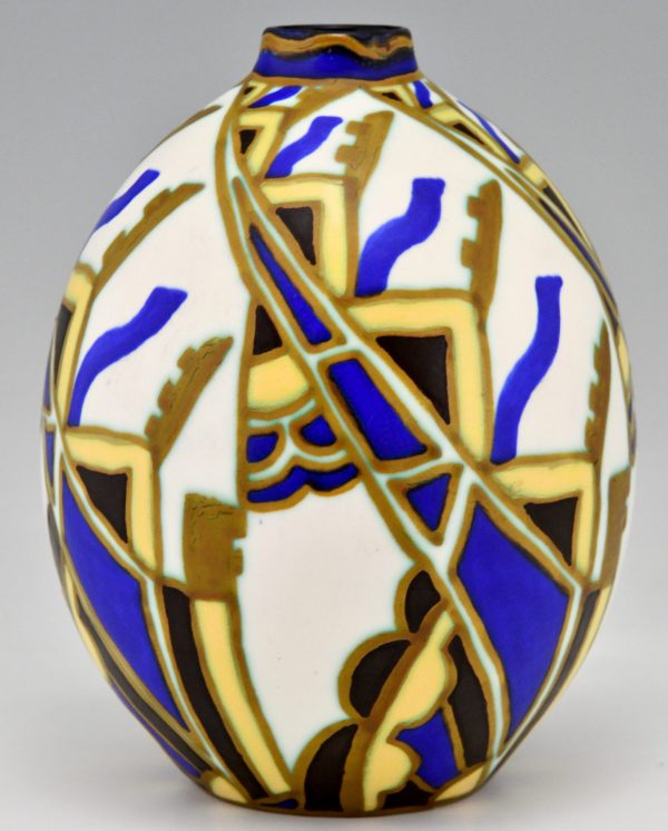 Art Deco Vase Keramik stilierte Motif