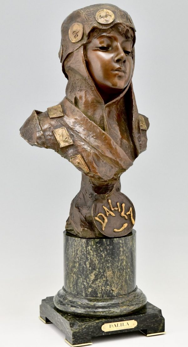 Art Nouveau bronze sculpture bust of a woman Dalila