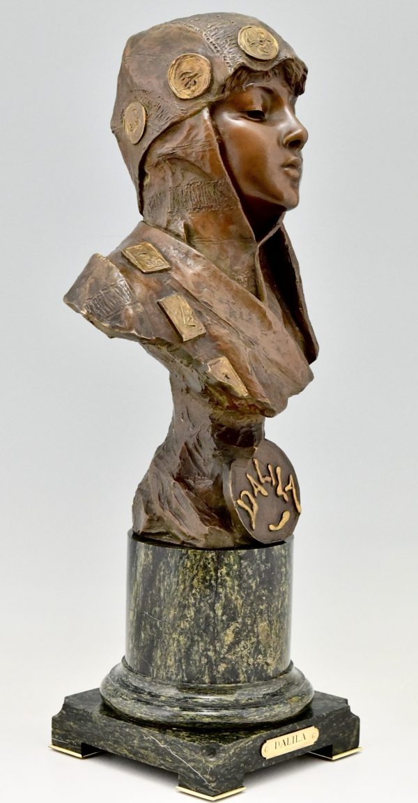 Art Nouveau bronze sculpture bust of a woman Dalila