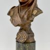 Art Nouveau bronzen sculptuur buste vrouw Dalila