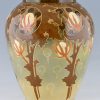 Jugendstil Vase Keramik mit Blumen