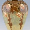 Vase Art Nouveau en céramique decor floral