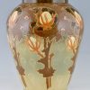 Jugendstil Vase Keramik mit Blumen