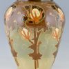 Jugendstil Vase Keramik mit Blumen