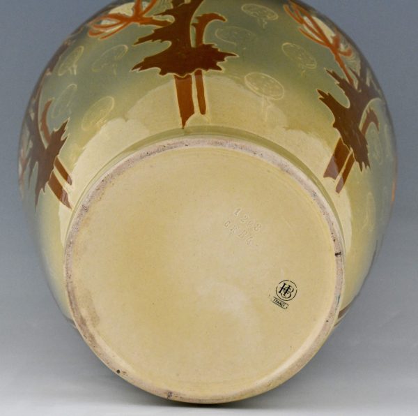 Art Nouveau ceramic vase with flowers