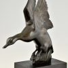 Art Deco bronze sculpture of a duck.