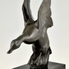 Art Deco bronze sculpture of a duck.