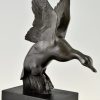 Art Deco bronzen sculptuur van een eend