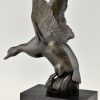 Art Deco bronze sculpture of a duck.