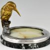 Antique bronze tray with a kingfisher.