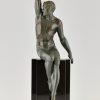 Art Deco Sculpture Victoire athlete au branche de palmier Pierre Le Faguays