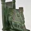 Art Deco serre livres en bronze Lamassu