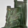 Art Deco Buchstutzen Bronze Lamassu