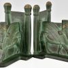 Art Deco serre livres en bronze Lamassu