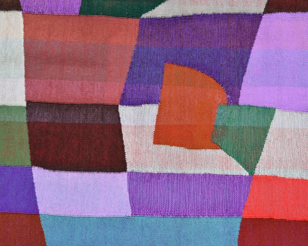 Tapisserie abstraite années 60 tissé par l’artiste