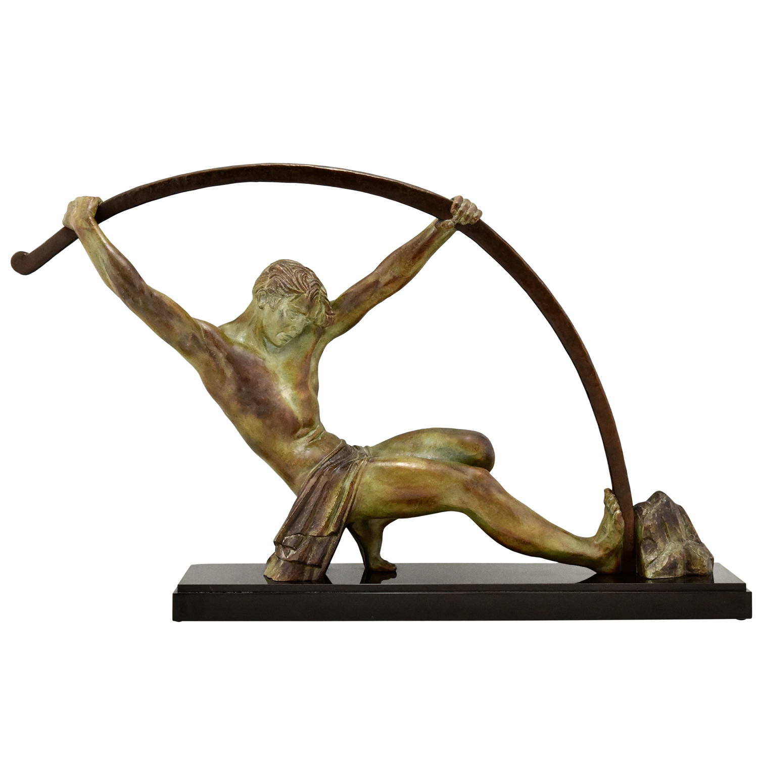 Art Deco sculpture bending bar man l’age du bronze
