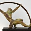 Art Deco sculpture bending bar man l’age du bronze