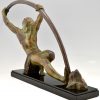 Art Deco sculpture “l’age du bronze” homme avec barre