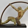 Art Deco Skulptur atletischer Mann mit Stab “l’age du bronze”