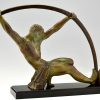 Art Deco Skulptur atletischer Mann mit Stab “l’age du bronze”