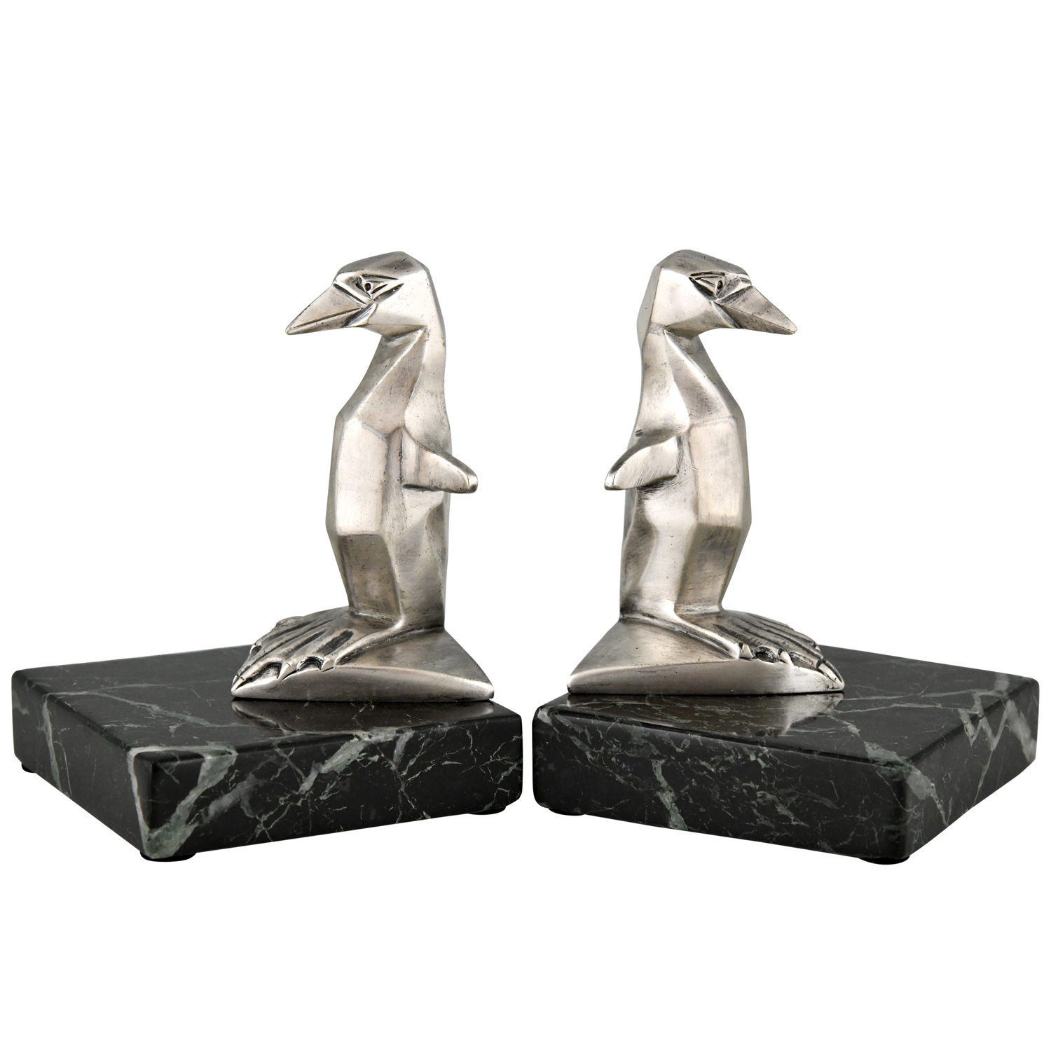 Art Deco serre livres en bronze pingouin