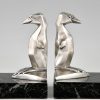 Art Deco serre livres en bronze pingouin
