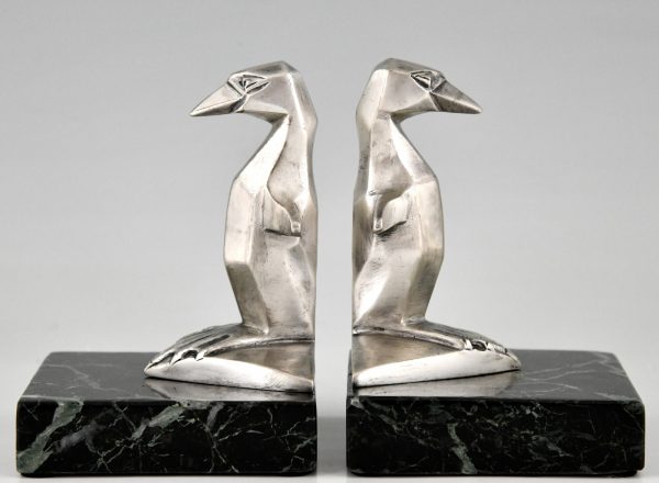 Art Deco bronze penguin bookends