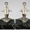 Art Deco serre livres en bronze pingouin