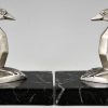 Art Deco bronzen boekensteunen pinguïn