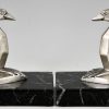 Art Deco serre livres en bronze pingouin