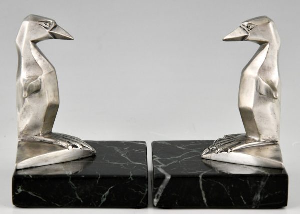 Art Deco bronze penguin bookends