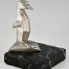 Art Deco serre livres en bronze pingouin