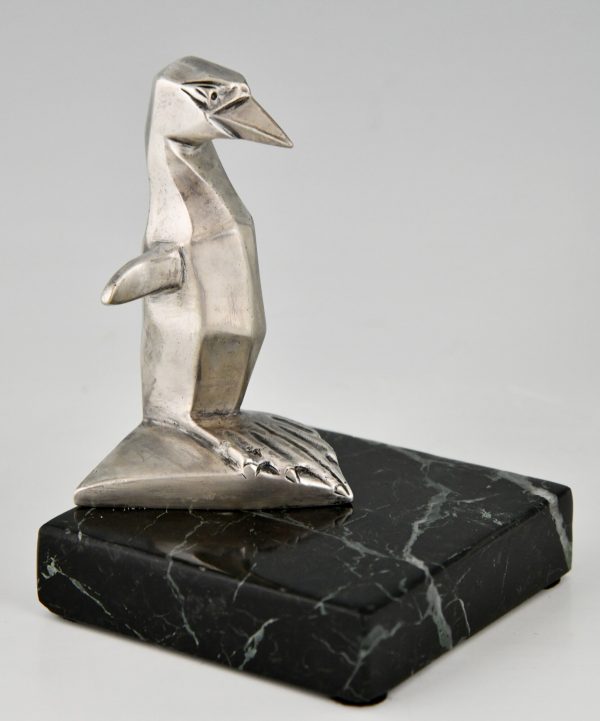 Art Deco serre livres en bronze pingouin