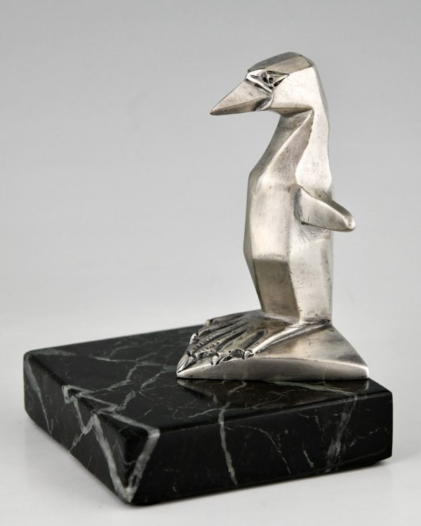 Art Deco bronzen boekensteunen pinguïn