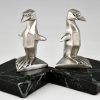 Art Deco bronze penguin bookends