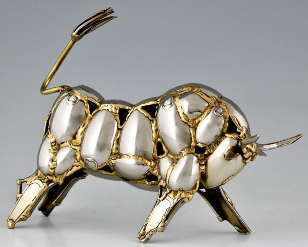 Large cutlery sculpture of a bull