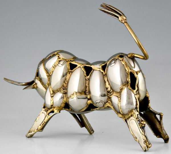 Large cutlery sculpture of a bull