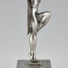 Art Deco verzilverd bronzen sculptuur danseres