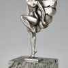 Art Deco silvered bronze sculpture dancer with feathers