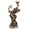 Lampe en bronze Art Nouveau femme nue, serpent et fleurs