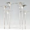 Mid Century pair of silvered flower stands or candleholders