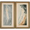 Pair of Art Deco etchings nudes in the waves