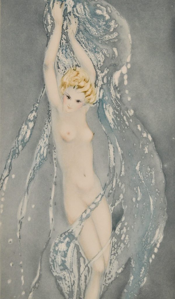 Paire de Art Deco estampes femmes dans les vagues