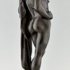 Orphée, sculpture en bronze d’un nu masculin avec lyre et cape.
