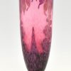 Dahlias  Art Deco cameo glass vase with flowers