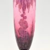 Dahlias Art Deco vase verre Cameo