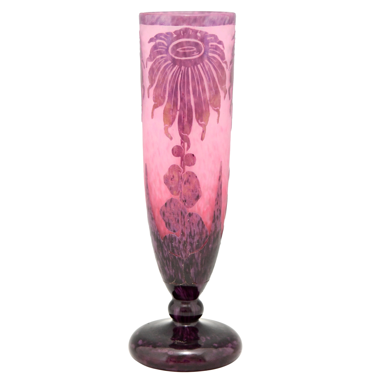 Dahlias  Art Deco cameo glass vase with flowers