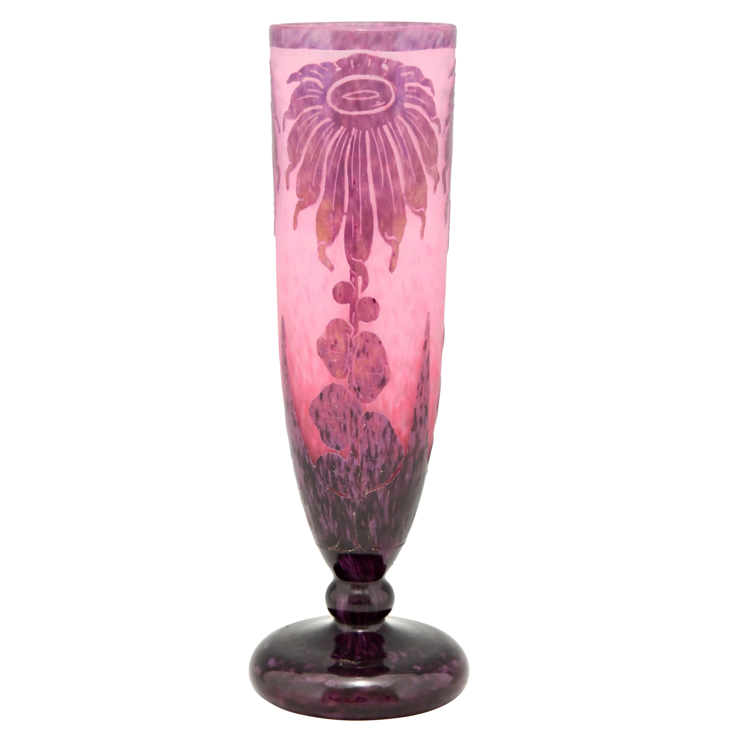 Dahlias Vase Art Deco Glass Cameo