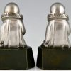 Art Deco bronze bookends little Pierrots